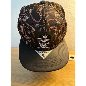 Black Eagle Hip Hop Skull Embroidered Equestrian Gold Chain Pattern Snapback Hat